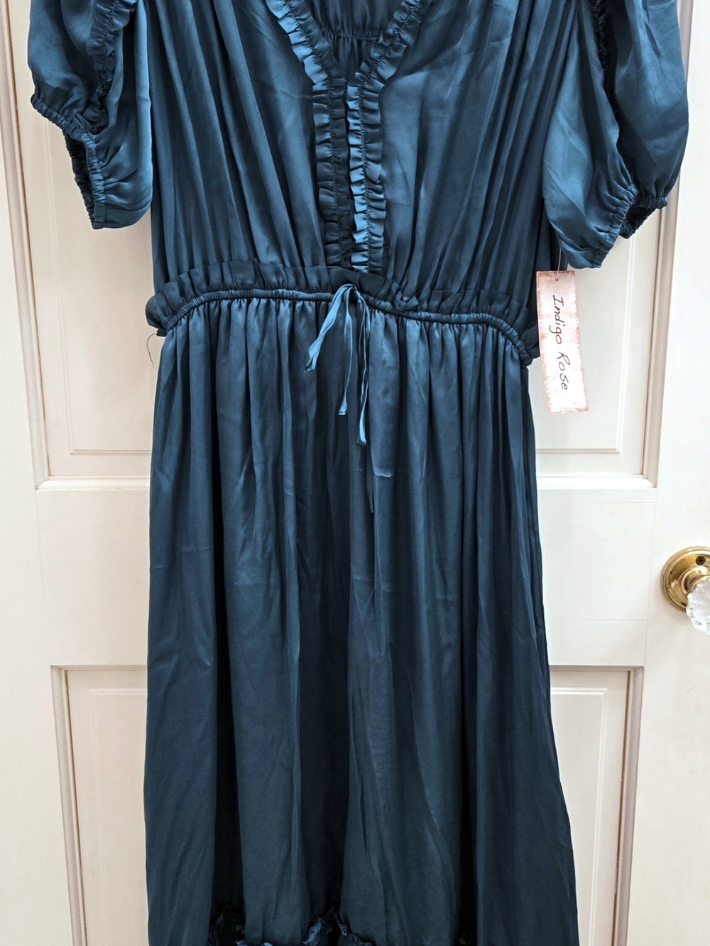 NEW Women's Indigo Rose Teal Ruffle-Trim Dress